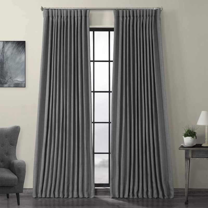 Photo 1 of HPD Half Price Drapes BOCH-LN18513-96-DW Faux Linen Extra Wide Room Darkening Curtain (1 Panel), 100 X 96, Blazer Grey
