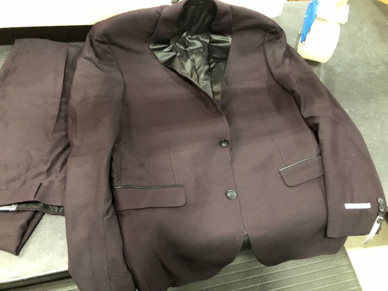 Photo 2 of PERRY ELLIS TWO PIECE SUIT, 36W PANTS, DARK PURPLE