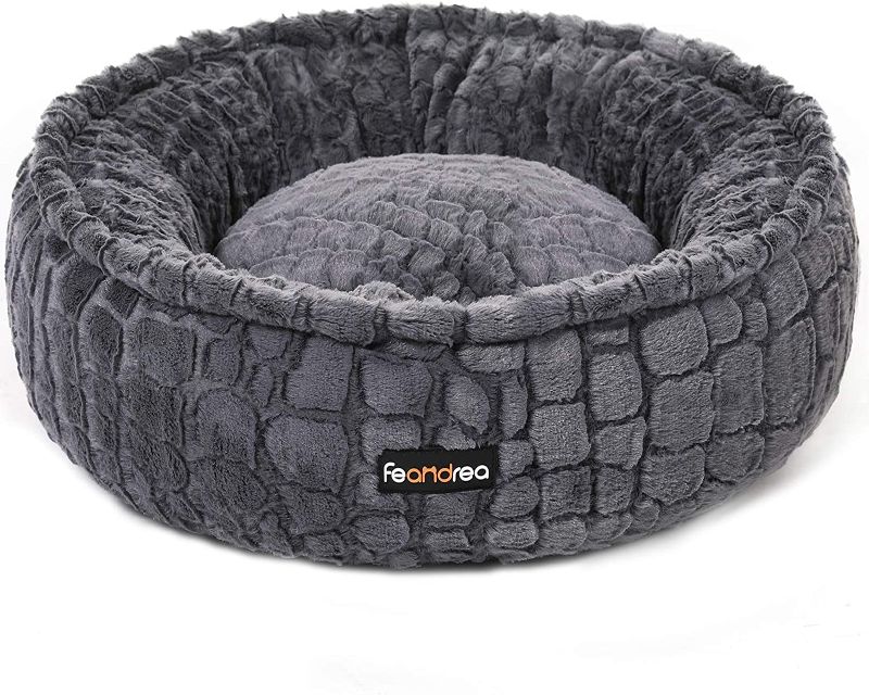 Photo 1 of FEANDREA Dog Bed, Cat Bed, Plush, 58.5 cm Dia, Grey PGW057G01
