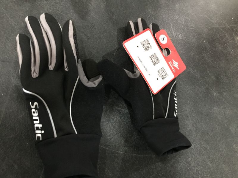 Photo 2 of Santic Men Cycling Gloves Full Finger Touch Function Quick Dry Windproof Shockproof Winter MTB Bike Gloves Asian Size K9M9134