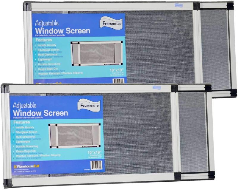 Photo 1 of Fenestrelle Expandable Window Screen - Horizontal (10 H x 19 - 36 W), 2 Pack of Small Adjustable Sliding Window Screens,