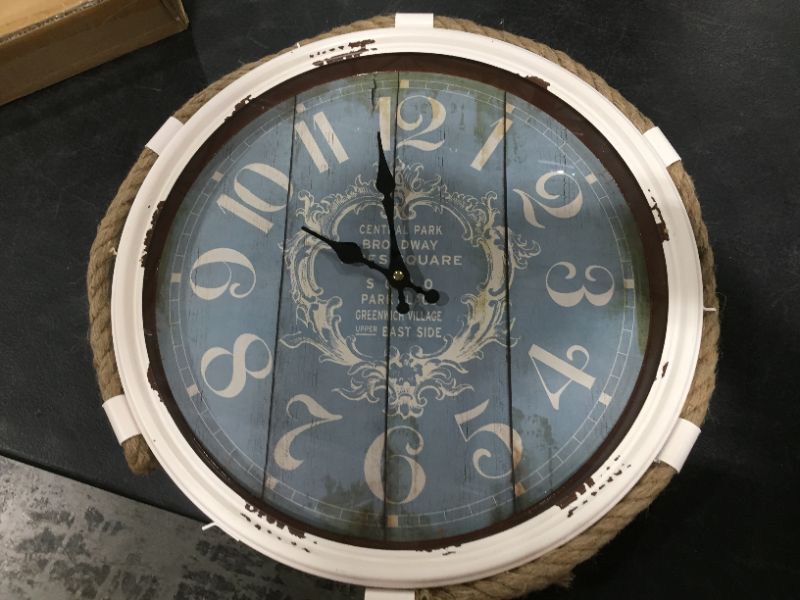 Photo 2 of Blue Metal Coastal Wall Clock