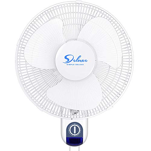 Photo 1 of Simple Deluxe 16 Inch Wall Mount Fan - 3 Speed - 3 Oscillating Modes -72 Inches Power Cord, ETL certified - White