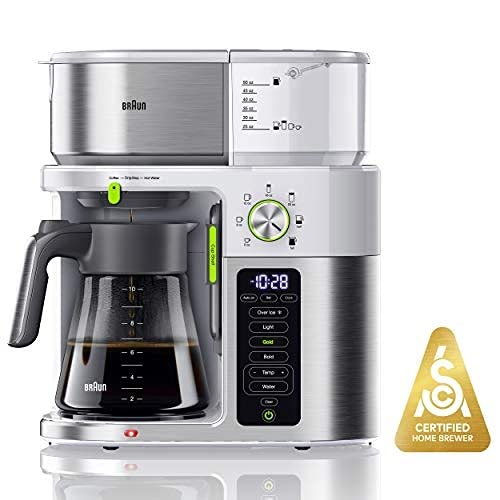 Photo 1 of Braun MultiServe Coffee Machine 7 Programmable Brew Sizes / 3 Strengths + Iced Coffee & Hot Water for Tea, Glass Carafe (10-Cup), White, KF9150WH
