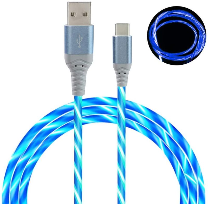 Photo 1 of DeHasion Upgraded 3 Packs 3A Fast Charging Type C LED Charger Cable USB C Visible Led Flowing Type C Charging Cord for Galaxy S20/S10 Plus/Galxy Note 20 Utra/Note 10 (Blue/3 Packs)
