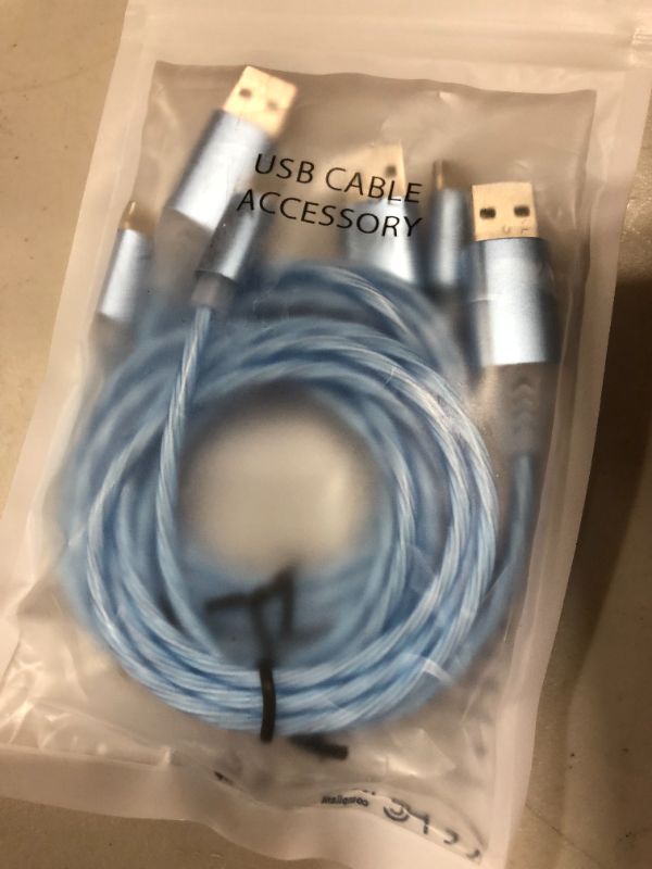 Photo 2 of DeHasion Upgraded 3 Packs 3A Fast Charging Type C LED Charger Cable USB C Visible Led Flowing Type C Charging Cord for Galaxy S20/S10 Plus/Galxy Note 20 Utra/Note 10 (Blue/3 Packs)
