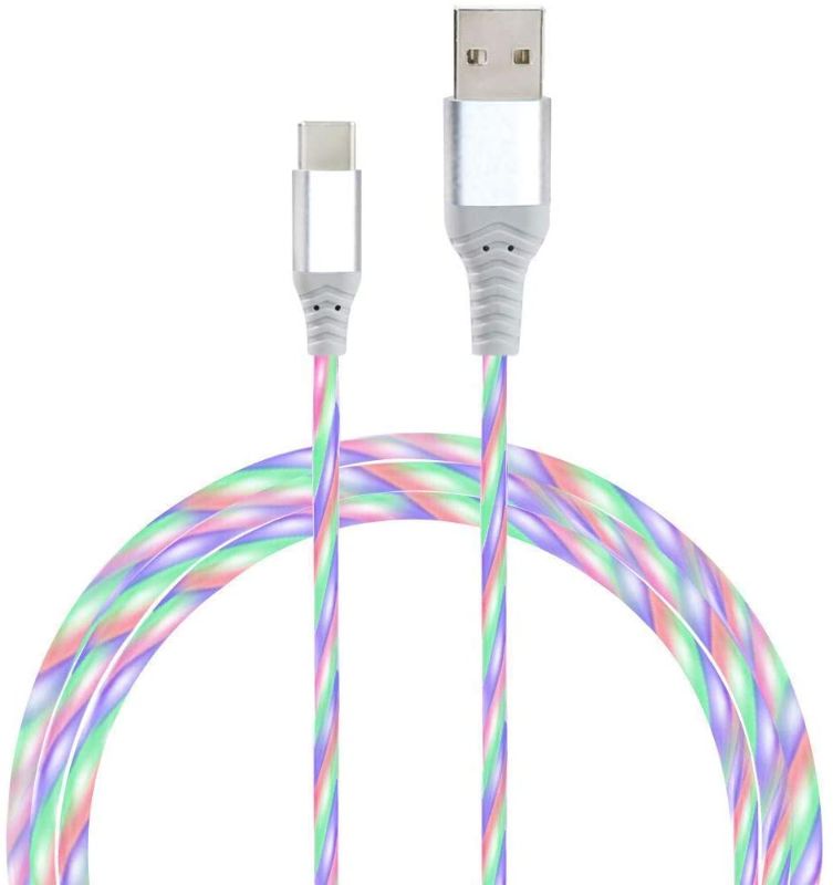 Photo 1 of DeHasion Upgraded 3 Packs 3A Fast Charging Type C LED Charger Cable USB C Visible Led Flowing Type C Charging Cord for Galaxy S20/S10 Plus/Note 20 Ultra/Note 10/Switch (Color-Changing)
