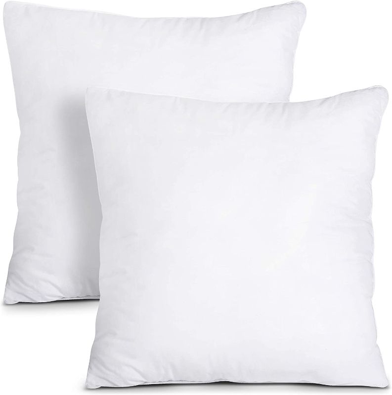 Photo 1 of  Bedding Throw Pillows Insert (Pack of 2, White) - 24 x 24 Inches Bed and Couch Pillows - Indoor Decorative Pillows