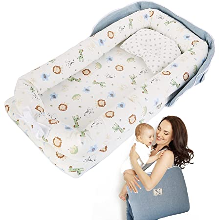 Photo 1 of Baby Lounger Baby Nest, Anti-Roll Co-Sleeping Bed for Baby, GORSETLE Ultra Soft & Breathable Portable Newborn Lounger Crib Bassinet(Jungle Animal)
