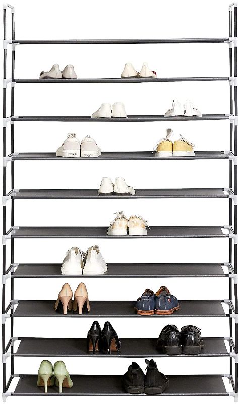 Photo 1 of Blissun Shoe Racks Space Saving Non-Woven Fabric Shoe Storage Organizer Cabinet Tower (Black)
