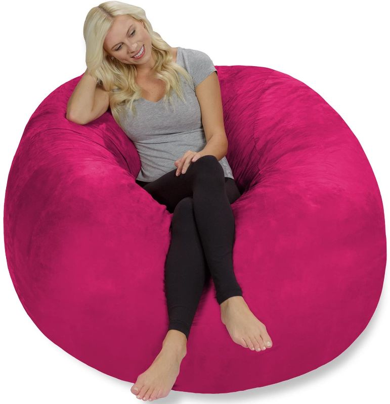 Photo 1 of Chill Sack Bean Bag Chair: Giant 5' Memory Foam Furniture Bean Bag - Big Sofa with Soft Micro Fiber Cover - Pink
