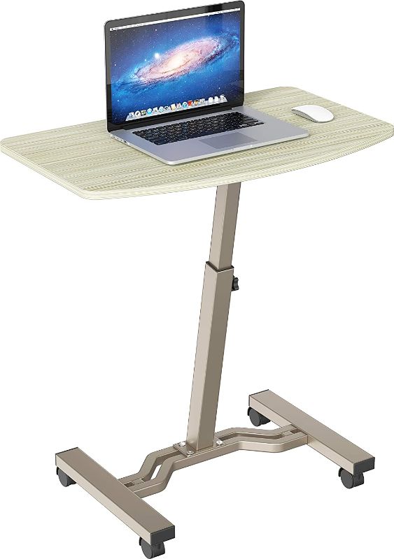 Photo 1 of SHW Height Adjustable Mobile Laptop Stand Desk Rolling Cart, Height Adjustable from 28'' to 33'', Gray
