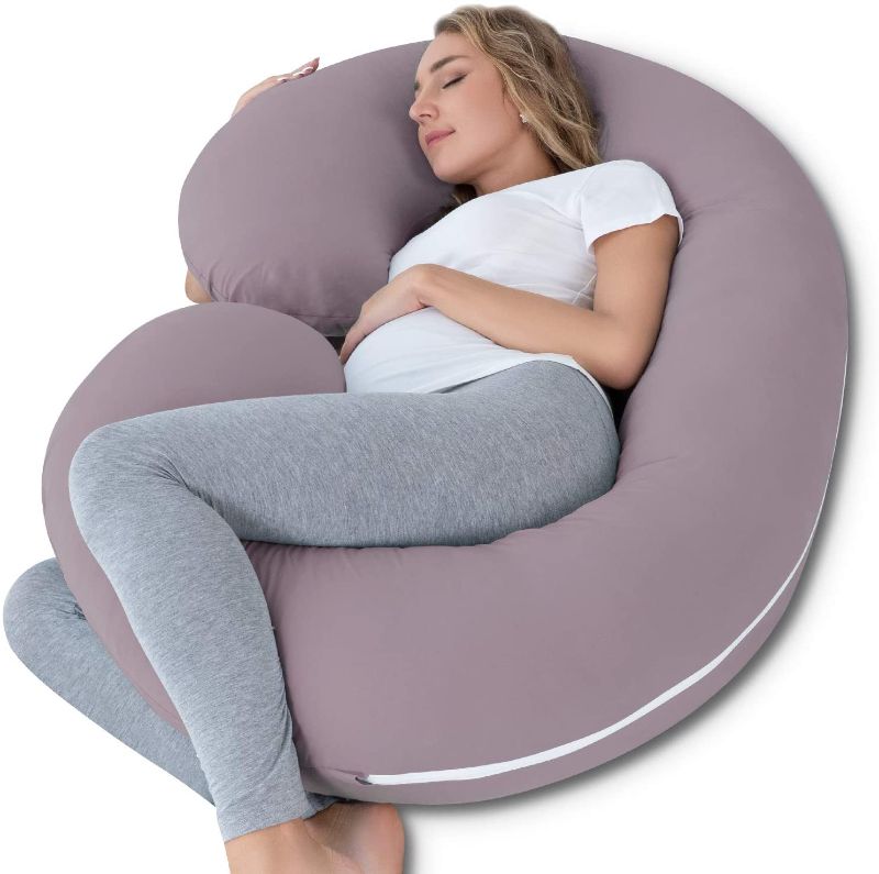 Photo 1 of INSEN Pregnancy Pillow,Maternity Body Pillow for Pregnant Women,C Shaped Full Body Pillow with Zippers Jersey Cover
