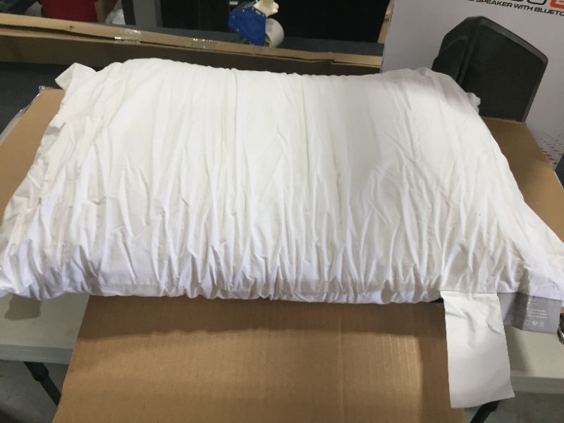 Photo 2 of LUCID Talalay Latex Foam Mid-Loft-Medium Plush Feel-Removable Cotton Cover Pillow, Queen, White