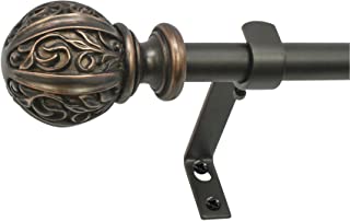 Photo 1 of Decopolitan Leaf Ball 5/8" Curtain Rod Set, 86 to 128 Inches, Vintage Bronze