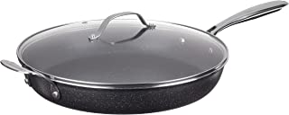 Photo 1 of Granitestone Nonstick 14” Frying Pan with Lid Ultra Durable Mineral and Diamond Triple Coated Surface, Family Sized Open Skillet, Oven and Dishwasher Safe, Large, Black
