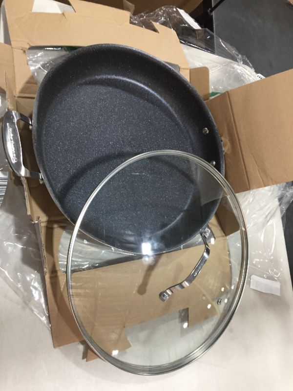Photo 1 of Granitestone Nonstick 14” Frying Pan with Lid Ultra Durable Mineral and Diamond Triple Coated Surface, Family Sized Open Skillet, Oven and Dishwasher Safe, Large, Black
