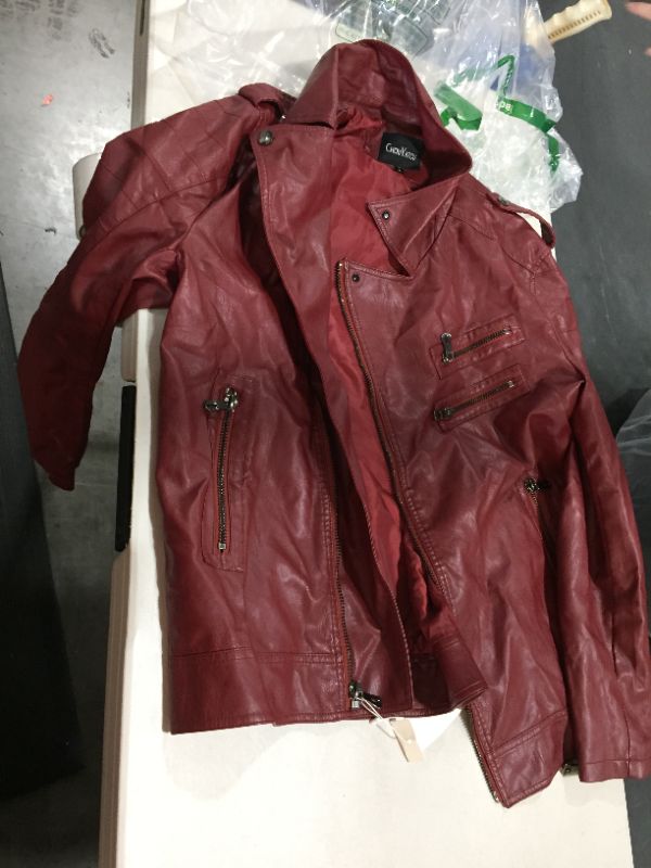 Photo 2 of Chouyatou Men's Faux Moto Leather Jacket Red (L)
