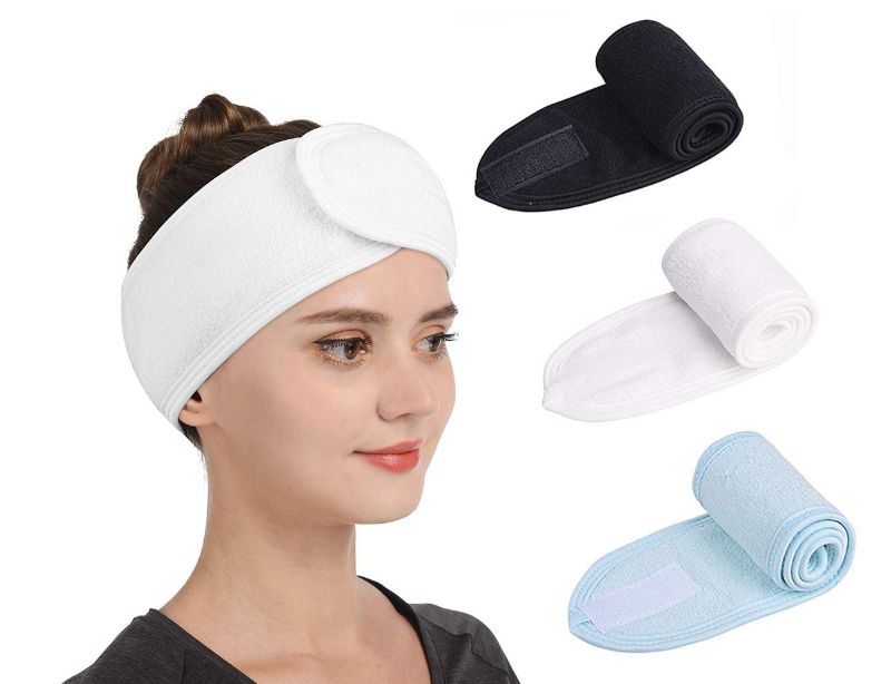 Photo 1 of Gnafihz Facial Spa Headband - 3 Pcs Makeup Shower Bath Hair Wrap Sport Headband Adjustable Stretch Sweat Headband with Magic Tape,Fits All
