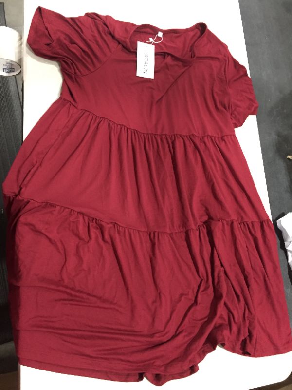 Photo 1 of KARALIN 14w Plus Size Babydoll Dress for Women Short Sleeve Tunic Dress for Women
