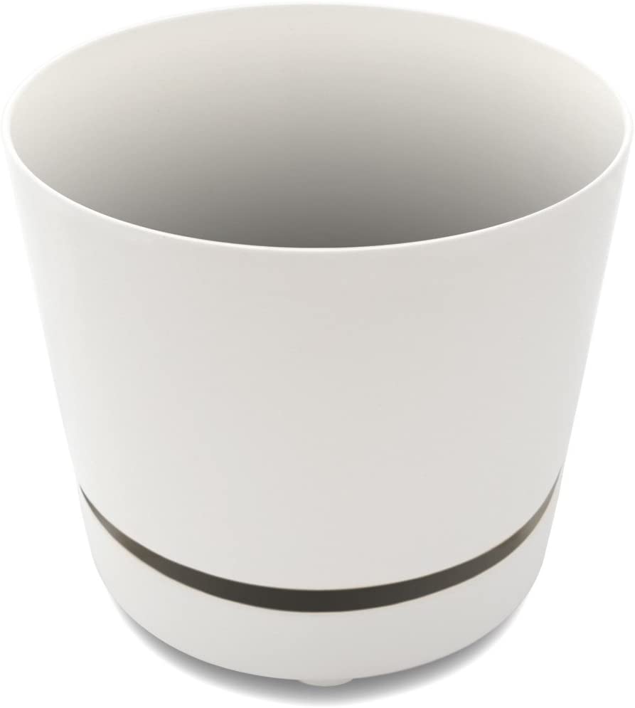 Photo 1 of 10" Self-Watering, Aerating, High Drainage Plant Pot with Deep Saucer (10 Inch, White)