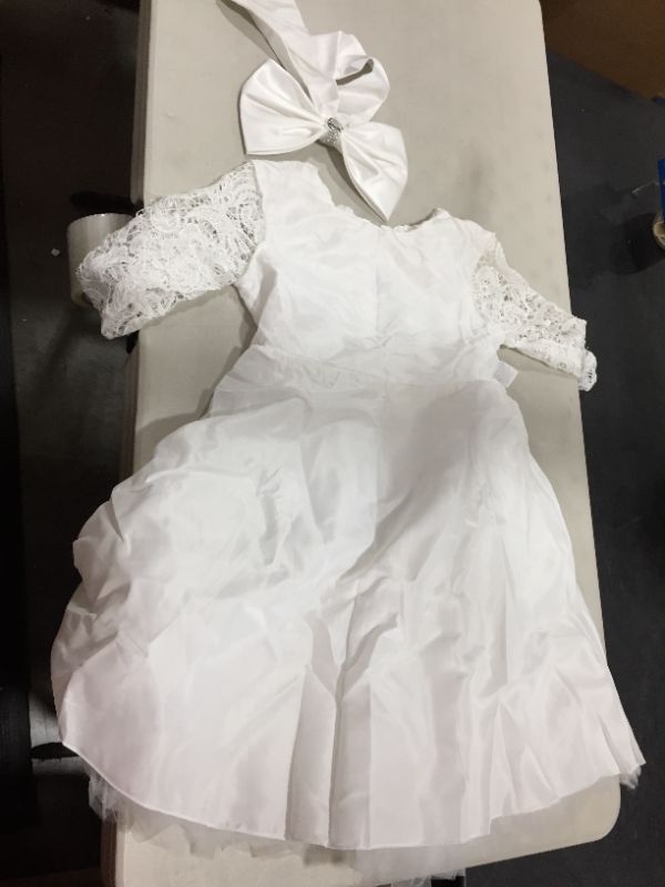 Photo 1 of GIRLS WHITE DRESS WITH BOW--- SIZE 10-11 YEARS 