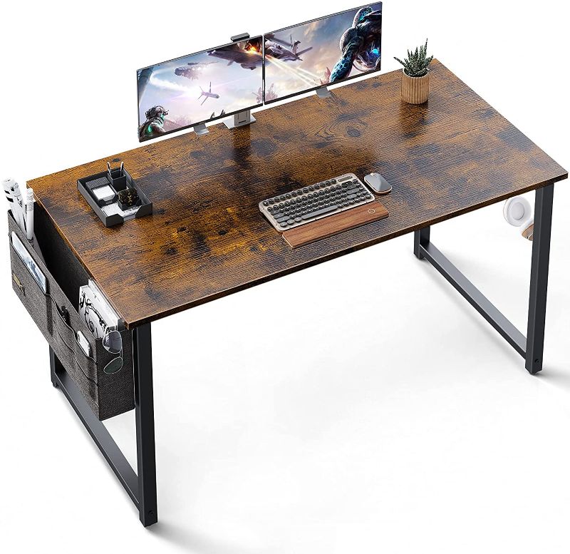 Photo 1 of ODK Computer Writing Desk 47 inch, Sturdy Home Office Table, Work Desk with A Storage Bag and Headphone Hook,
