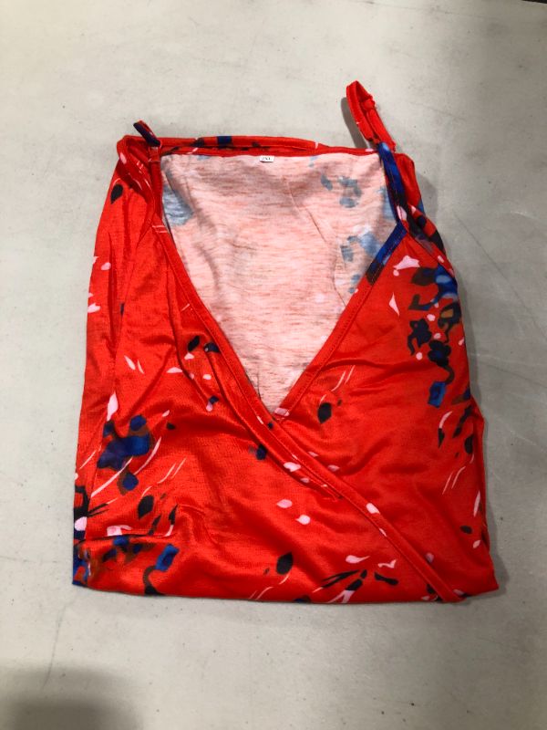 Photo 2 of Aokosor Womens Deep V Neck Wrap Spaghetti Strap Tank Tops Summer Sleeveless Shirts Blouses XXL