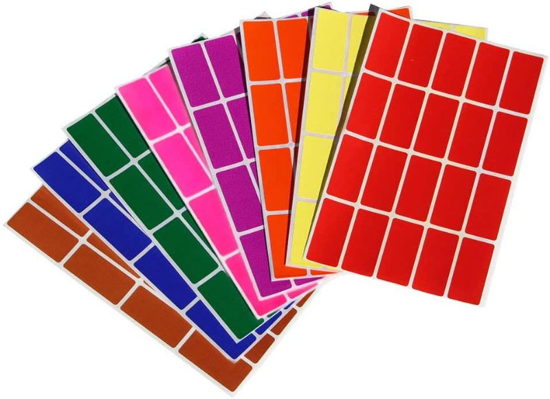 Photo 1 of Royal Green Rectangular Color Coding Stickers 1.57inch x 0.75 inch Rectangle Label in 8 Assorted Colored Name Tags Labels for Kids(40mm x 19) 640 Pack