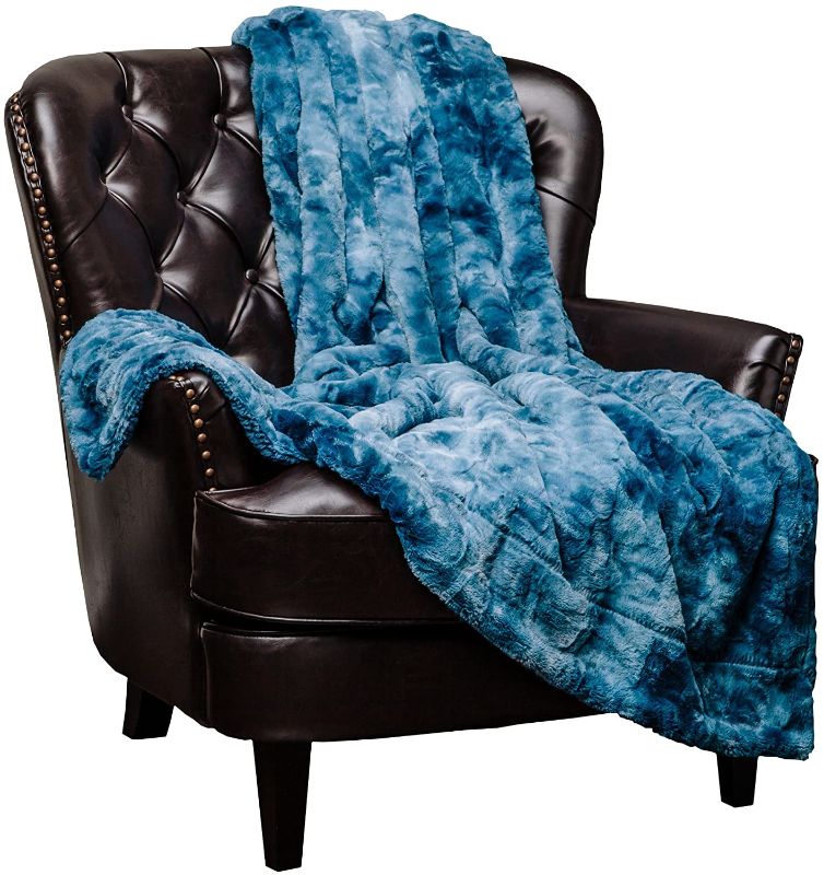 Photo 1 of Chanasya Super Soft Fuzzy Faux Fur Throw Blankets - Fluffy Plush Lightweight Cozy Snuggly with Sherpa for Couch Sofa Living Room Bedroom - Darkblue Fall & Winter Home Decor (60x70 Inches) Blue Blanket
