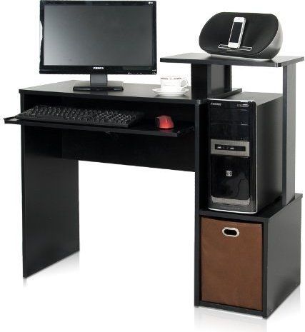 Photo 1 of Furinno 12095BK/BR Econ Multipurpose Home Office Computer Writing Desk with Bin, Black/Brown
