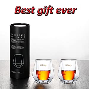 Photo 1 of Gootus Whiskey Glasses Set of 2 - Hand Blown Double Walled Glass with Premium Gift Box - Perfect for Whiskey, Scotch, Bourbon and Old Fashioned Cocktails
