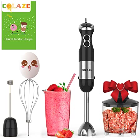 Photo 1 of Immersion Hand Blender Handheld, COLAZE?5-in-1?800W 12 Speed Control Multifunctional Electric Stick Blender with Stainless Steel Blades, 500ml Chopper, 600ml Container, Egg Whisk, Milk Frother
