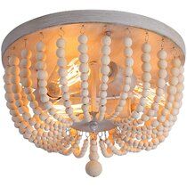 Photo 1 of Crystorama Rylee 12 1/2" Wide Bronze Wood Bead Ceiling Light
