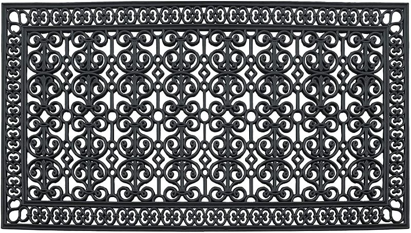 Photo 1 of A1 Home Collections A1HCCL68NW Rubber Paisley, Beautifully Hand Finished, Doormat, 36" X 72", Black Estate