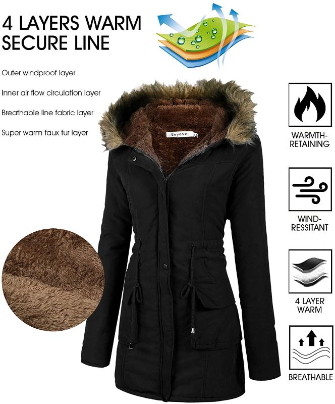 Photo 1 of Beyove Womens Hooded Warm Winter Coats with Faux Fur Lined Outerwear Jacket SMALL