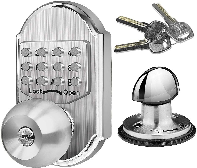 Photo 1 of Elemake Deadbolt Door Lock Keyless Entry Door Lock, Keyed Keypad Mechanical Door Knob