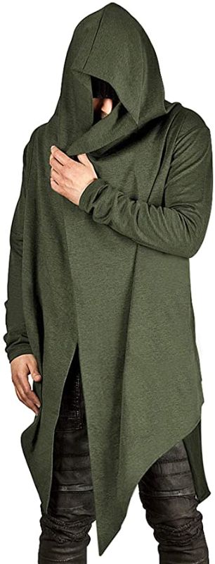 Photo 1 of Poriff Mens Draped Cardigans Long Sleeve with Hooded Pockets Long Shawl Ruffle (XL)