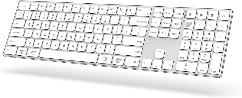 Photo 1 of Bluetooth Keyboard,JOYACCESS Wireless Aluminum Keyboard, Ultra- Slim and Rechargeable Multi-Device Keyboard Compatible with Laptop,MacBook Pro/Air, iPad Pro/Air,iOS, iMac,Android-Sliver