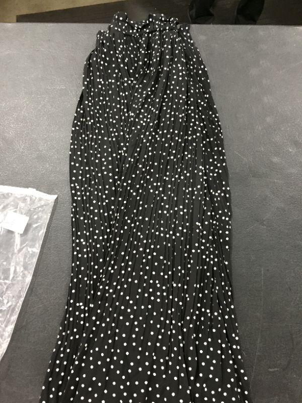 Photo 2 of Parabler Women's Pleated Midi Skirt High Waist Polka Dot Swing Skirts Maxi Skirt with Pockets (L)