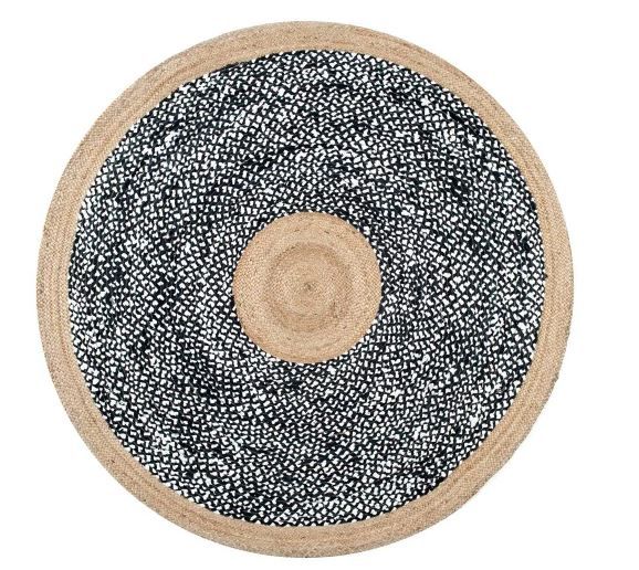 Photo 1 of Lesha Natural Fiber Jute Black 6' Round Rug