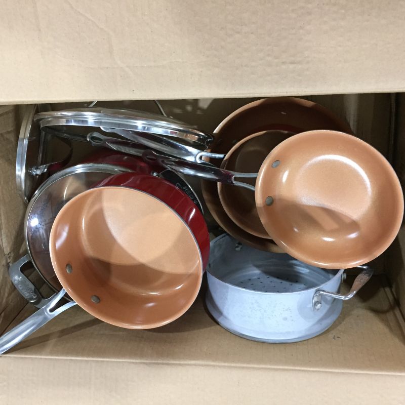 Photo 2 of BulbHead Red Copper 10 PC Copper-Infused Ceramic Non-Stick Cookware Set