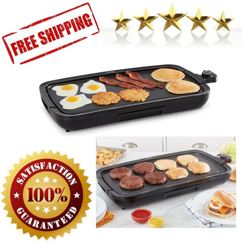 Photo 1 of Electric Griddle Nonstick Cooking Plate Pancake Burger Quesadilla Eggs Black