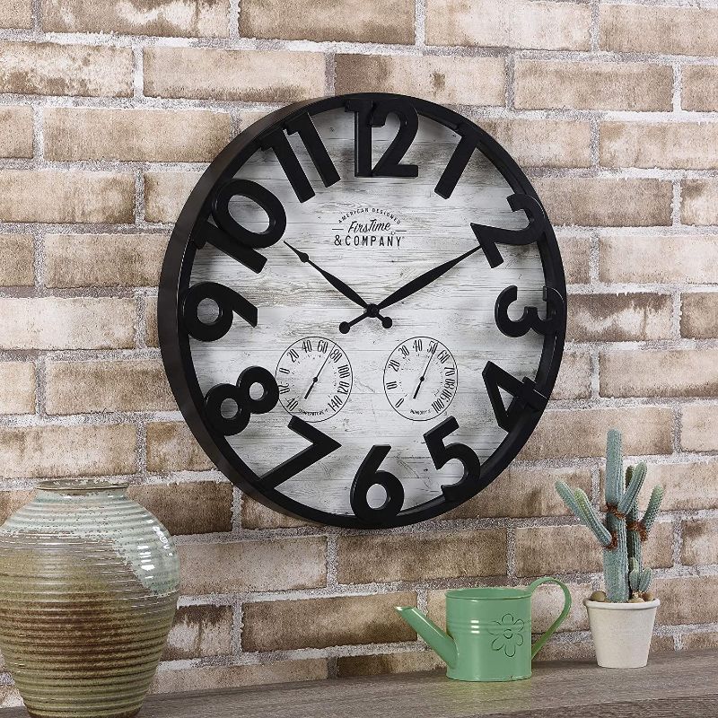 Photo 1 of FirsTime & Co. Sherwood Shiplap Farmhouse Outdoor Clock, American Crafted, Oil Rubbed Bronze, 18 x 2 x 18