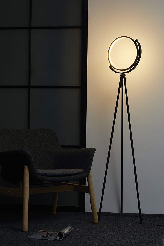 Photo 1 of Syrinx Eclipse LED Floor Lamp, Modern Tripod LED Floor Lamp LED Ring Light for Living Rooms, Bedroom, Dorm Room, Office