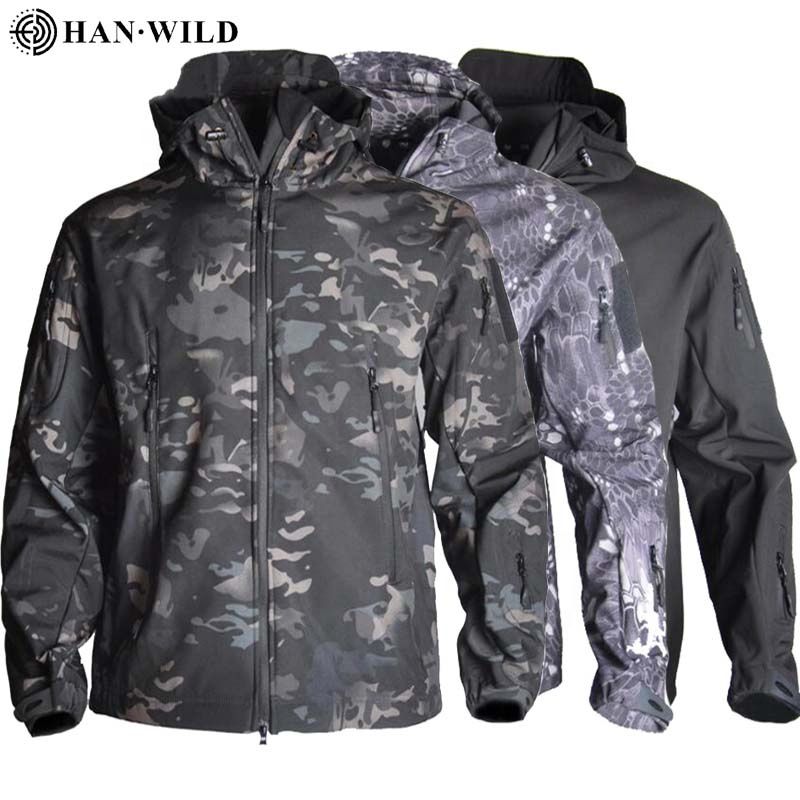 Photo 1 of Hiking Jackets Shark Skin Soft Shell Clothes Tactical Jacket Men's Windbreaker Flight Pilot Hood Military Fleece Field Jacket