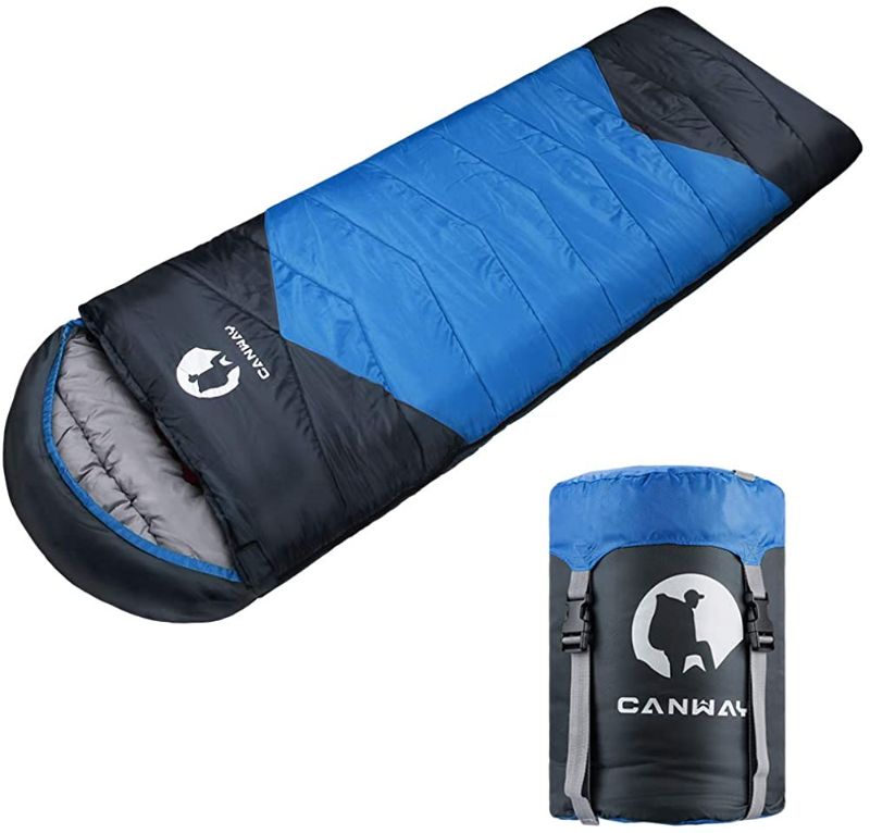 Photo 1 of CANWAY Sleeping Bag with Compression Sack, Lightweight and Waterproof for Warm & Cold Weather, Comfort for 4 Seasons Camping/Traveling/Hiking/Backpacking, Adults & Kids