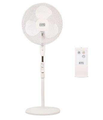 Photo 2 of Black & Decker 16 In. Stand Fan with Remote, White - 16" Diameter - 3 Speed - Durable, Adjustable Height, Tilt Angle, Oscillating, Timer-off Function - 22.8" Height x 17.7" Width x 15.8" Depth - White