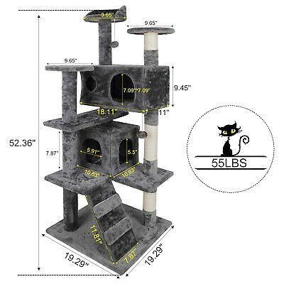 Photo 1 of 53" Sturdy Cat Tree Tower Kitty Multilevel w/Padded Viewing Perch High Quality