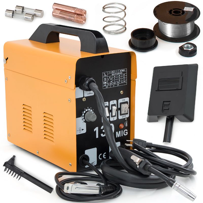 Photo 1 of Arksen MIG-130 Gas-Less Flux Core Wire Welder Welding Machine Automatic Feed, Yellow
